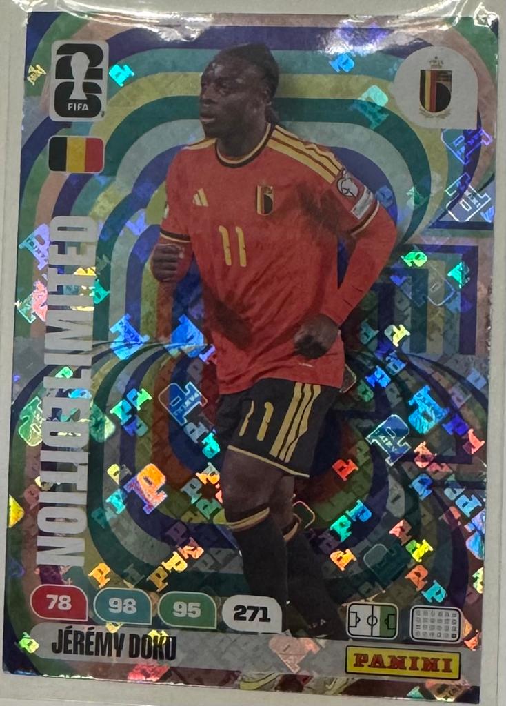 Panini Adrenalyn World Cup XL Limited Edition Holo J.Doku, Ophalen of Verzenden, Nieuw, Plaatje