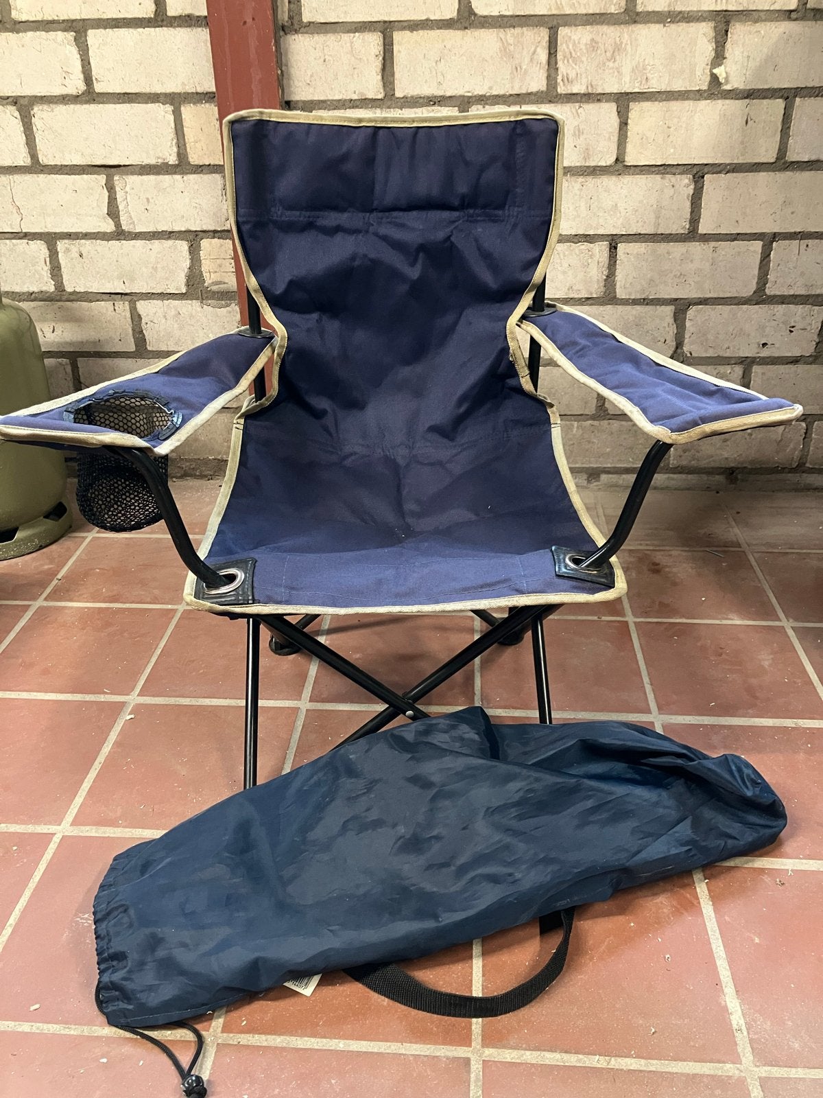 Opvouwbare kinder campingstoel met bekerhouder en draagtas, Ophalen, Gebruikt, Campingstoel