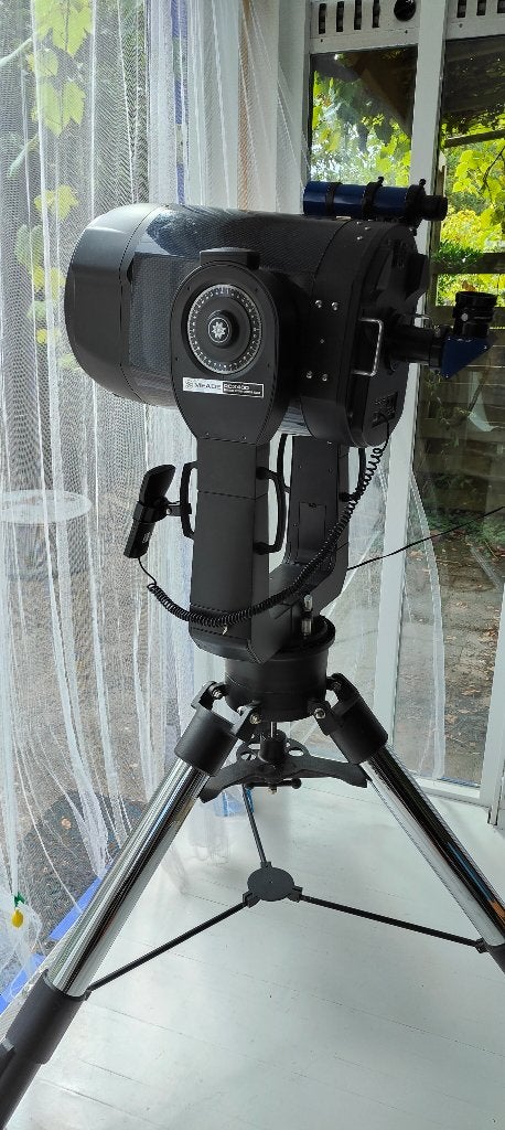 Meade 10 inch (25cm) RCX400 telescoop, Gebruikt, 200 mm of meer, Met statief, Spiegeltelescoop (reflector)