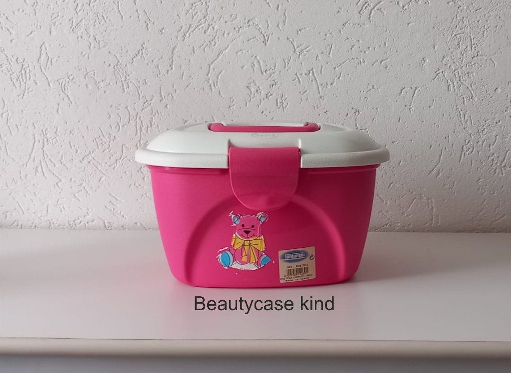 Roze beautycase voor kinderen (teddybeer sticker), Ophalen, Gebruikt, Roze, Hardcase