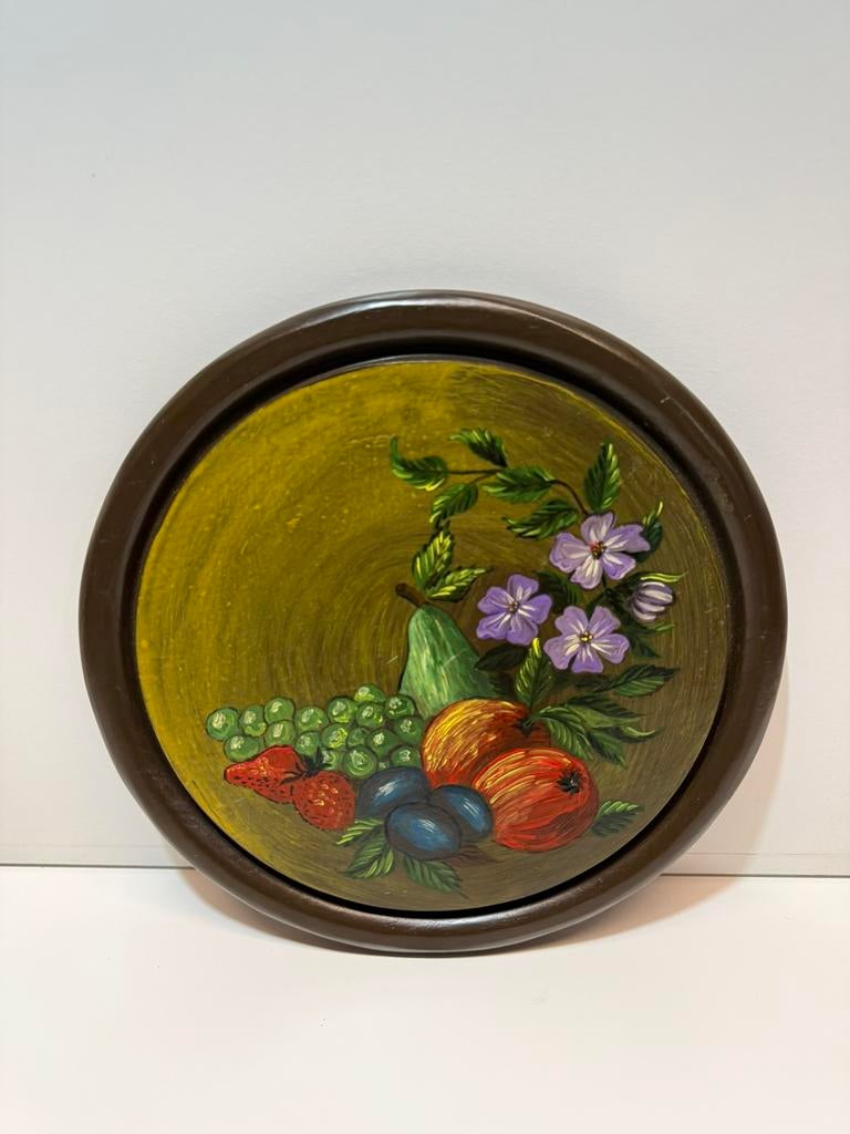 Vintage Handbeschilderd Houten Wandbord 24,5 cm, Verzenden