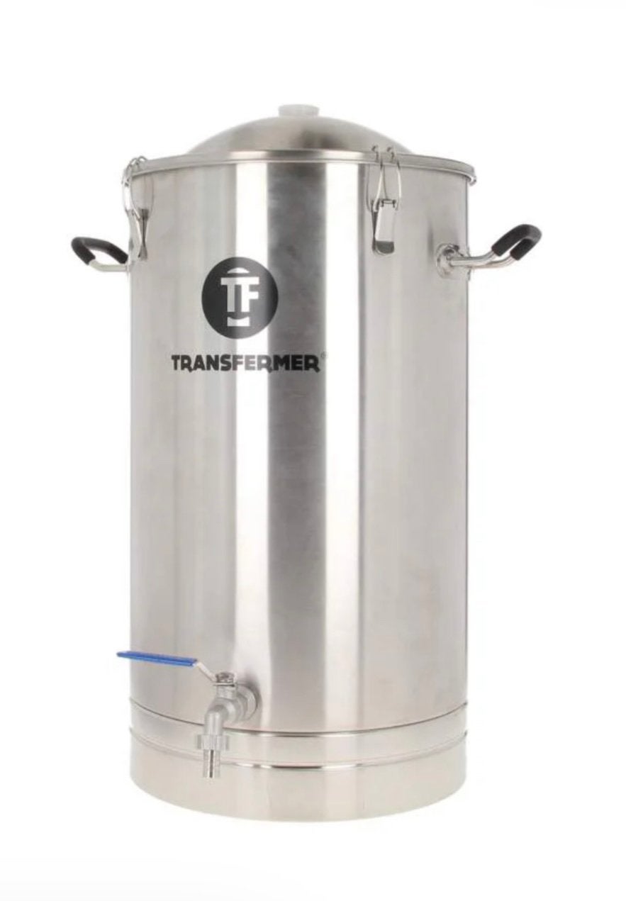 1x Transfermer RVS Gistvat / Vergistingsvat 35 Liter, Hobby en Vrije tijd, Ophalen, Gebruikt