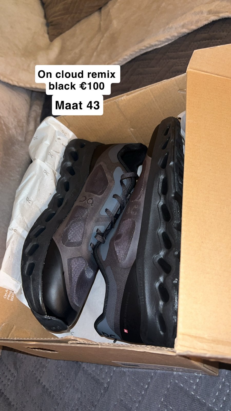 On Cloud Remix hardloopschoenen zwart maat 43, Ophalen of Verzenden, Nieuw, Zwart, Sneakers of Gympen