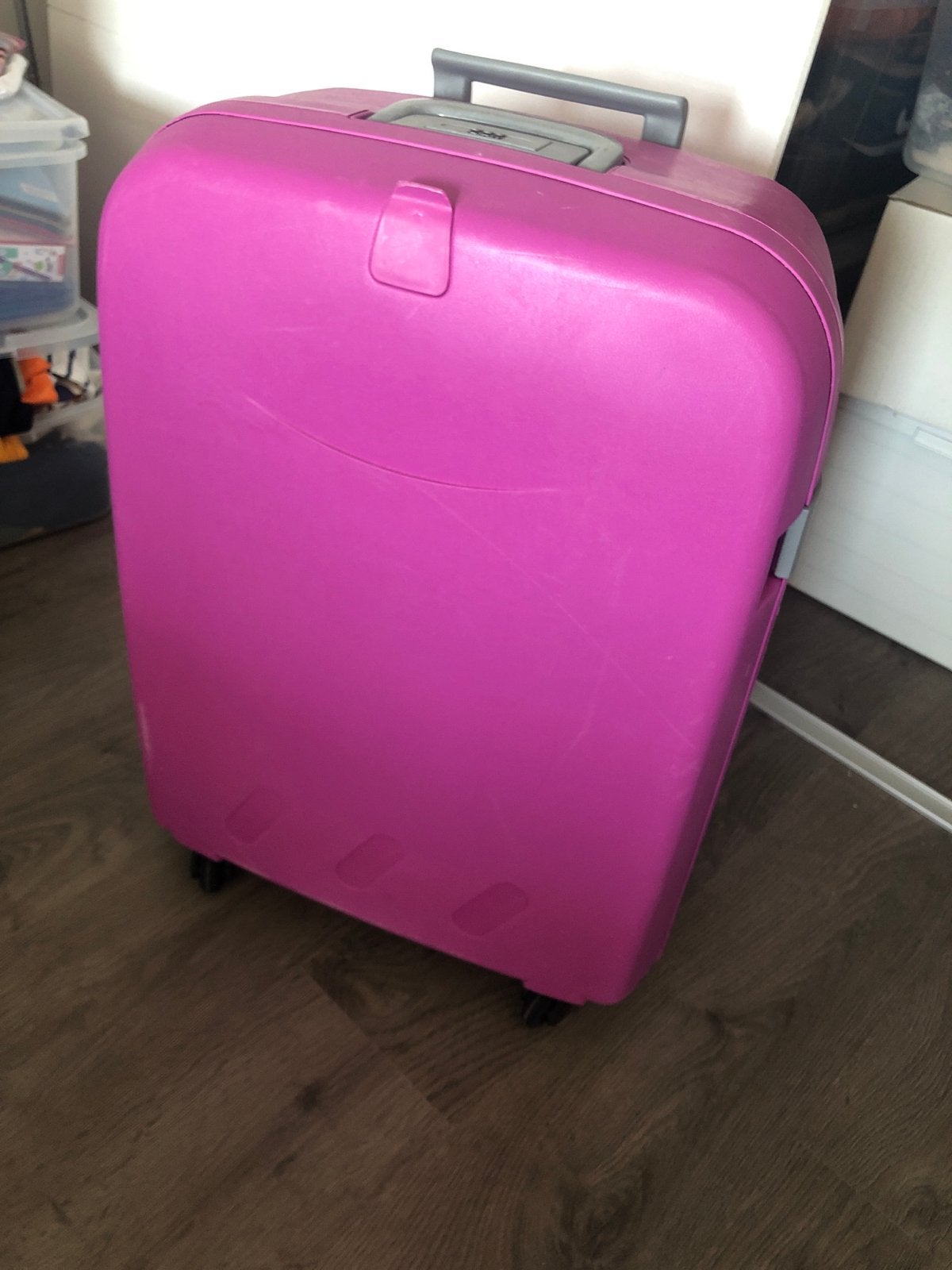 Roze koffer met 4 wieltjes en uitschuifbare handgreep, Ophalen, 30 cm of meer, Gebruikt, 60 tot 80 cm