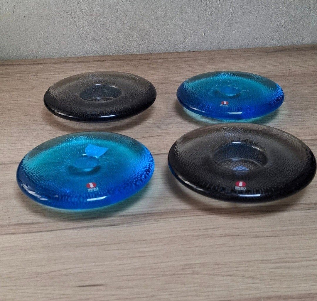 4 Iittala waxinelichten model Votive. blauw&  grijs. Finland, Ophalen of Verzenden