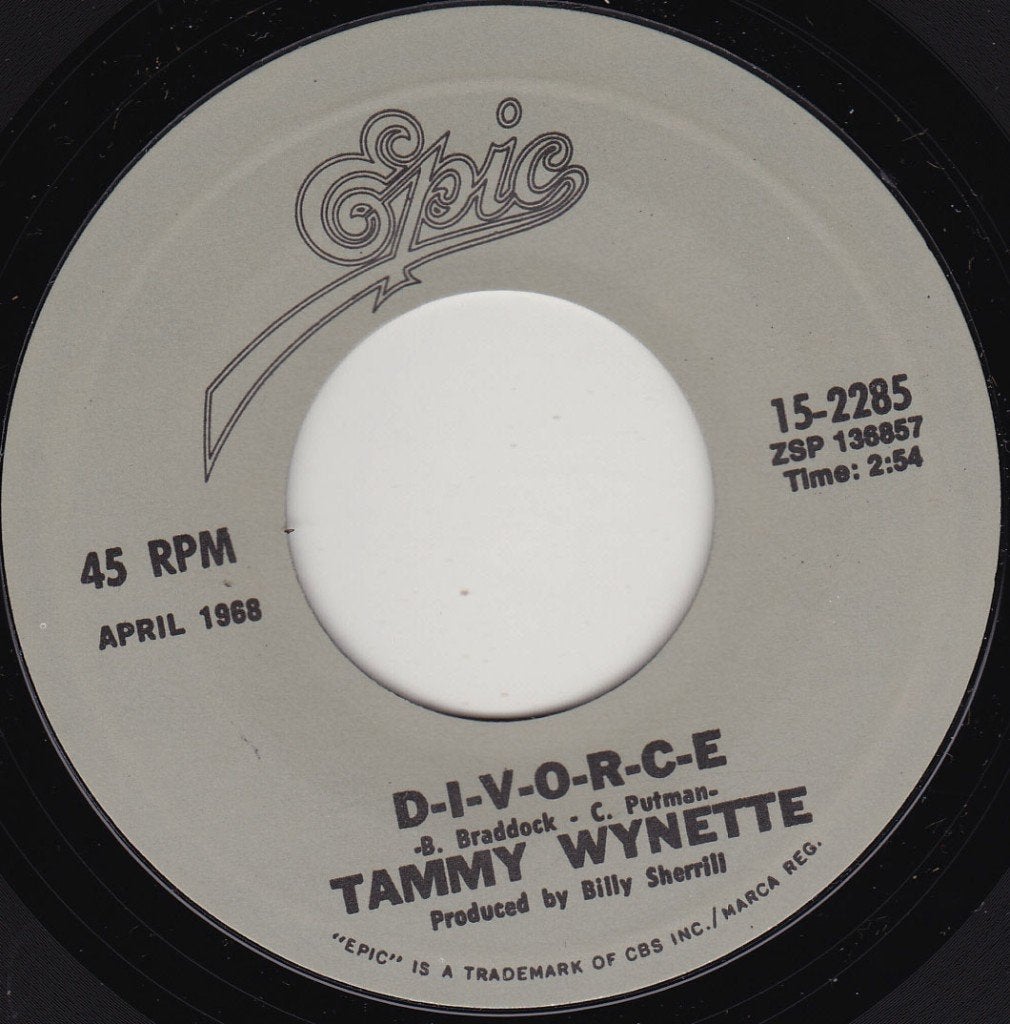 Tammy Wynette - Divorce 7", Ophalen of Verzenden, Zo goed als nieuw, 7 inch, Country en Western