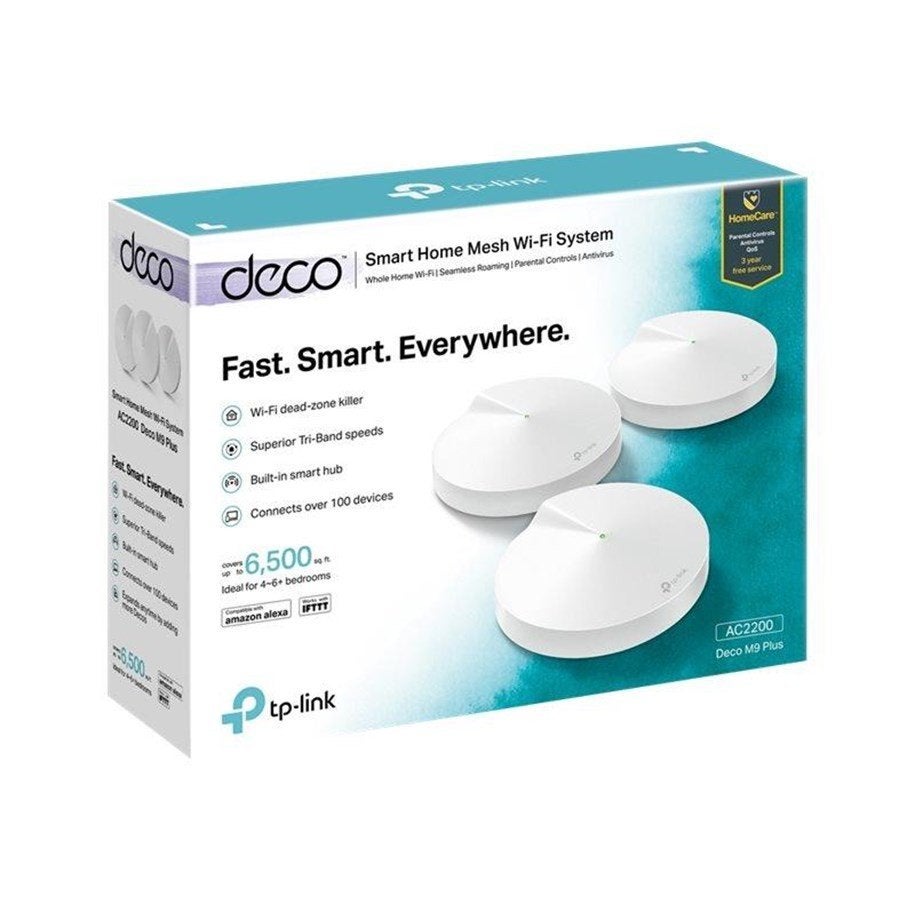 TP-Link Deco M9 Plus AC2200 Smart Home Mesh Wi-Fi 3 pack, Ophalen of Verzenden, Zo goed als nieuw, Router, TP-Link