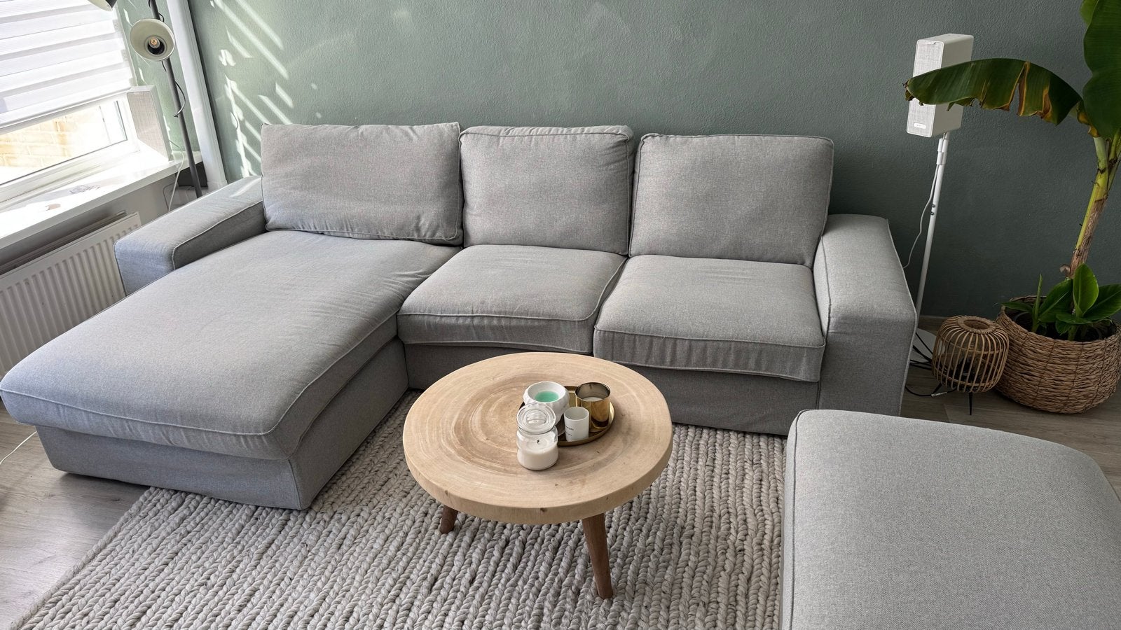 IKEA Kivik 3-zitsbank met chaise longue en hocker, Ophalen, Gebruikt, Driepersoons, Stof