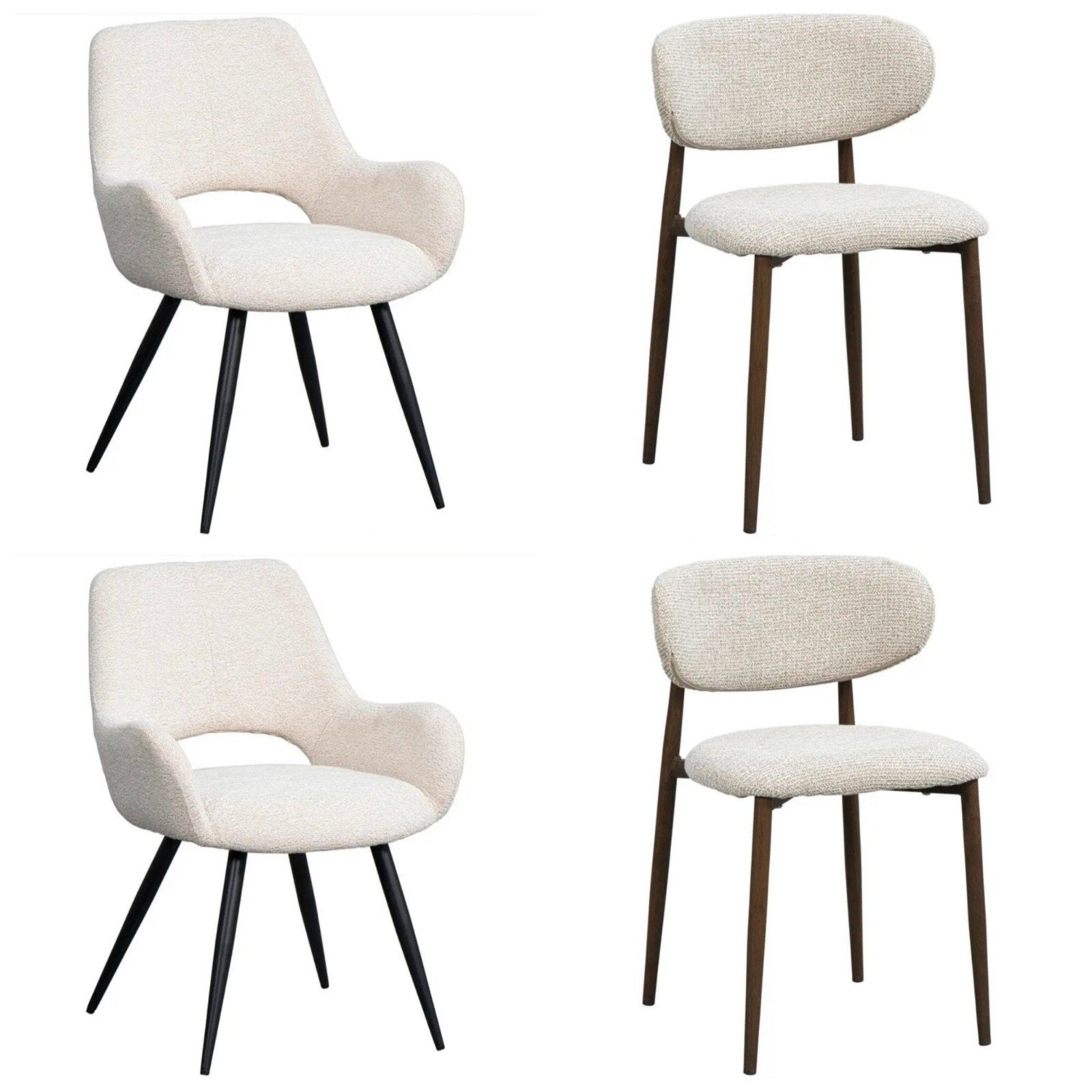 4 Nieuwe Eetkamerstoelen - Beige Stof Leen Bakker, Huis en Inrichting, Ophalen, Wit, Zo goed als nieuw, Modern