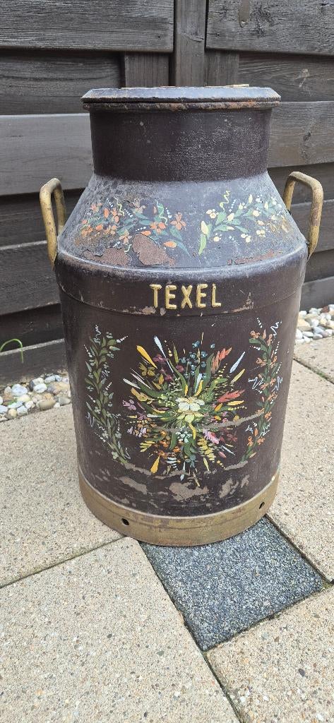 oude stalen melkbus Texel C.Z Eendracht beschilderd, Tuin en Terras, Tuinwanddecoratie, Ophalen of Verzenden, Gebruikt