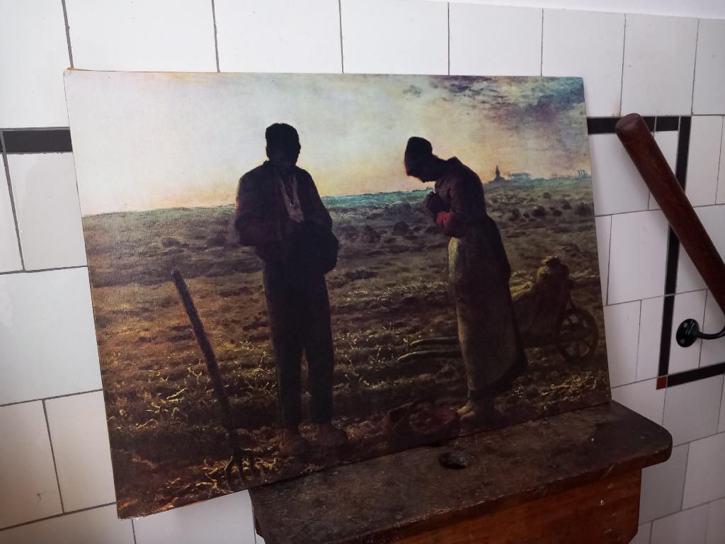 vintage prent, schilderij boeren op het land Frankrijk groot, Ophalen