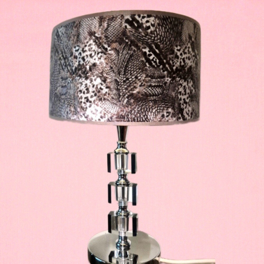 Chroom staande lamp Eric Kuster stijl velours dierenprint, Ophalen of Verzenden, Zo goed als nieuw, Metaal