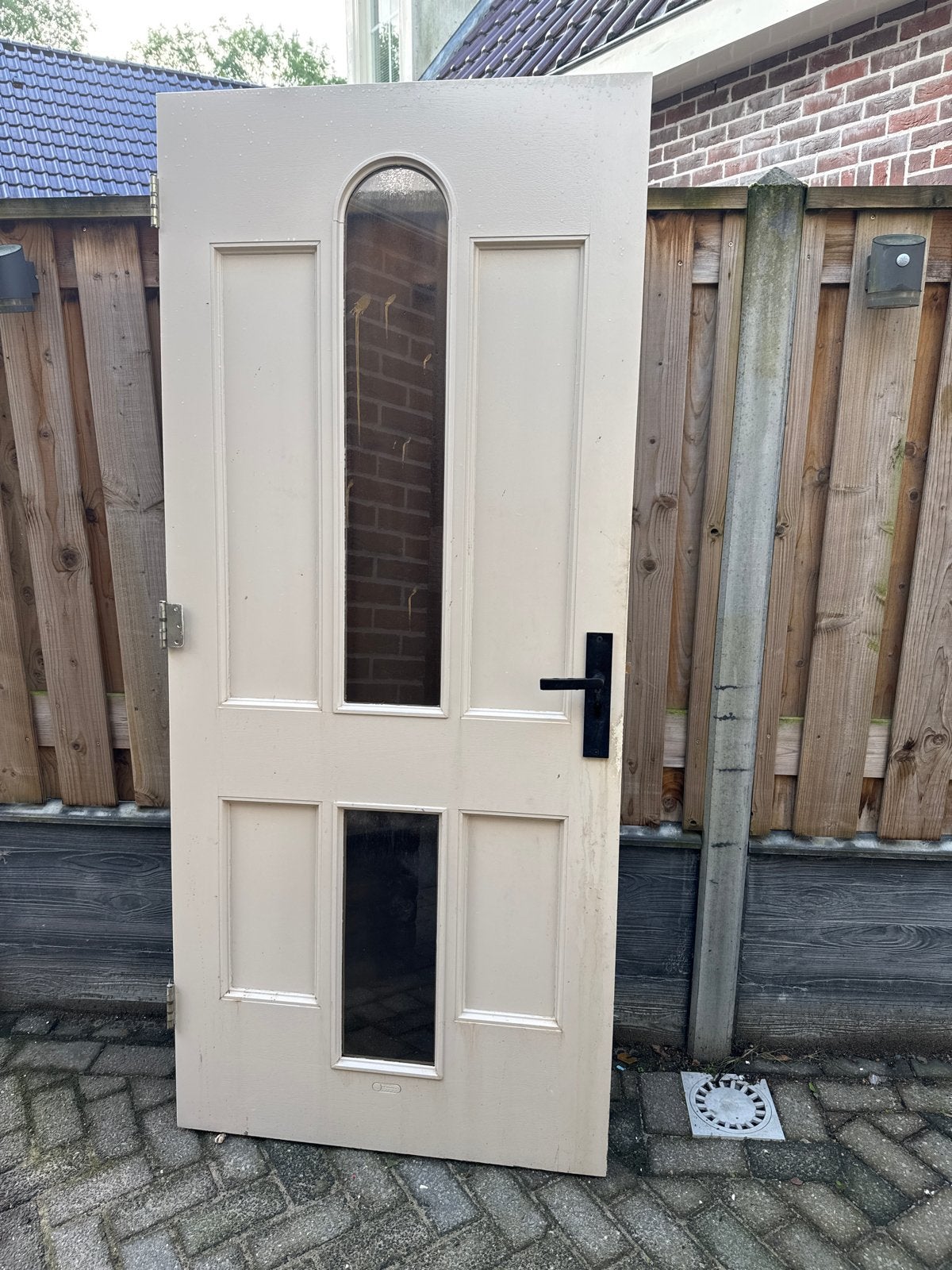 Voordeur 93x211 Linksdraaiend met Glas, Ophalen, Gebruikt, 80 tot 100 cm, Buitendeur