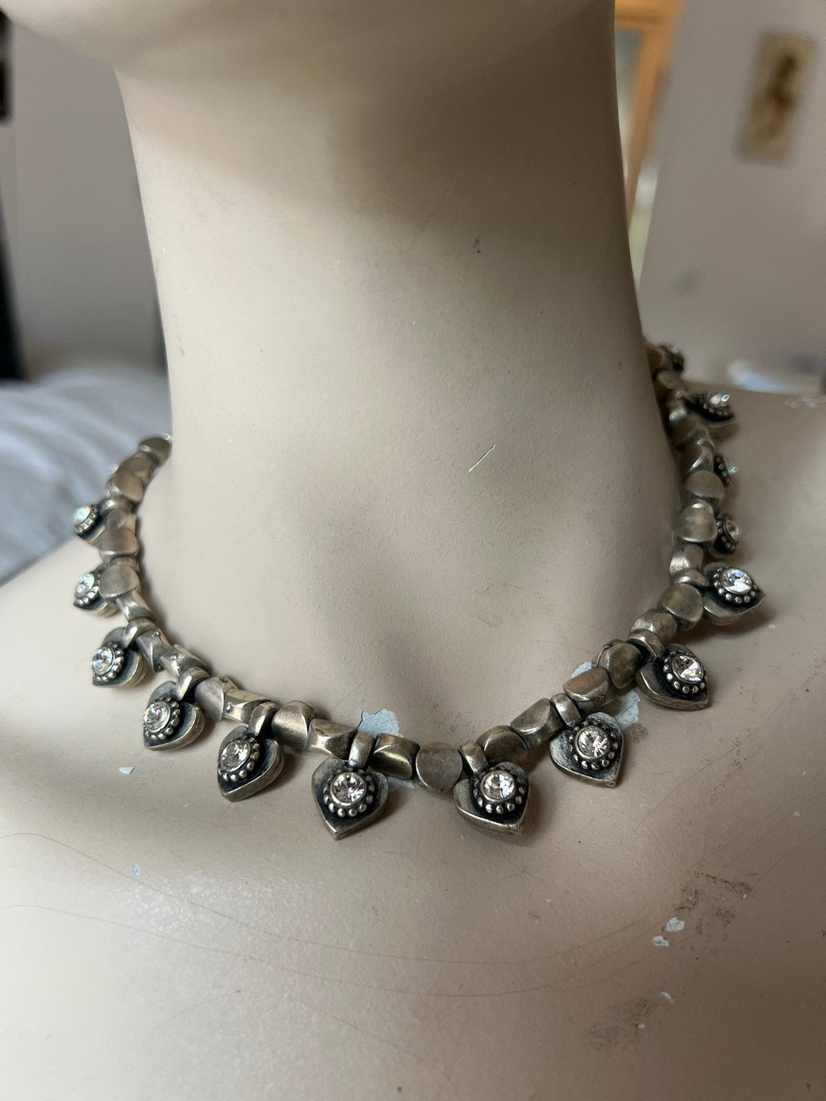 Collier Rodriguez Otazu met Swarovski en verzilverd metaal, Met kristal, Overige materialen, Gebruikt, Ophalen of Verzenden