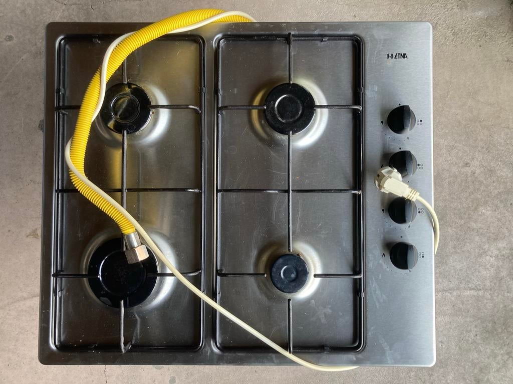 Etna gaskookplaat RVS met 4 pitten, Ophalen, Gebruikt, 4 kookzones, Inbouw