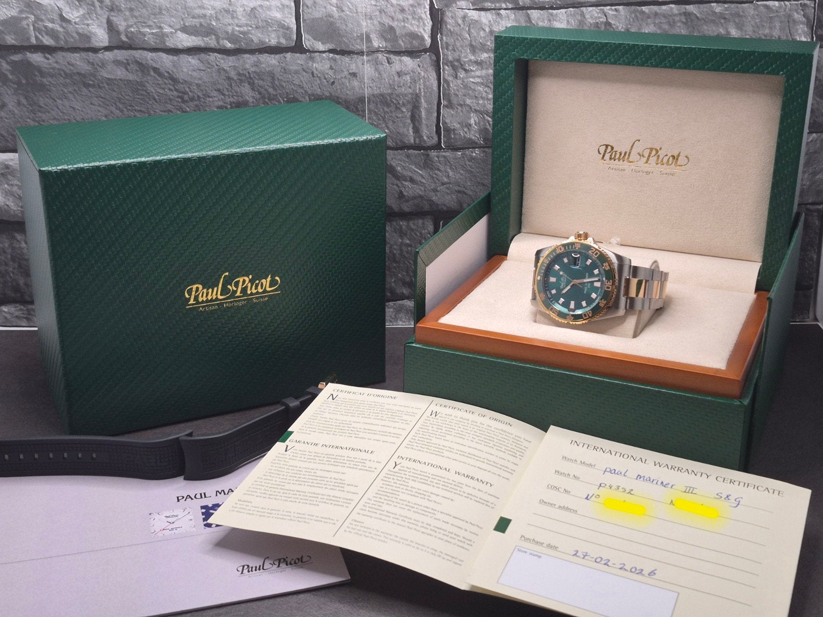 Paul Picot Mariner 3 steel & gold, full set 2026, extra band, Sieraden, Tassen en Uiterlijk, Overige merken, Staal, Zwitserland