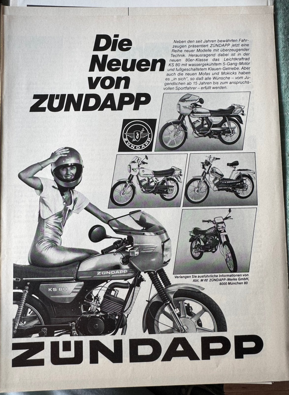 Advertentie Zündapp KS80 e.a., Verzenden, Zo goed als nieuw, Motoren