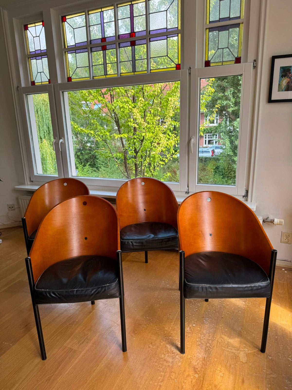 Set van 4 vintage Driade Costes stoelen – Philippe Starck, Ophalen, Gebruikt, Bruin, Vintage