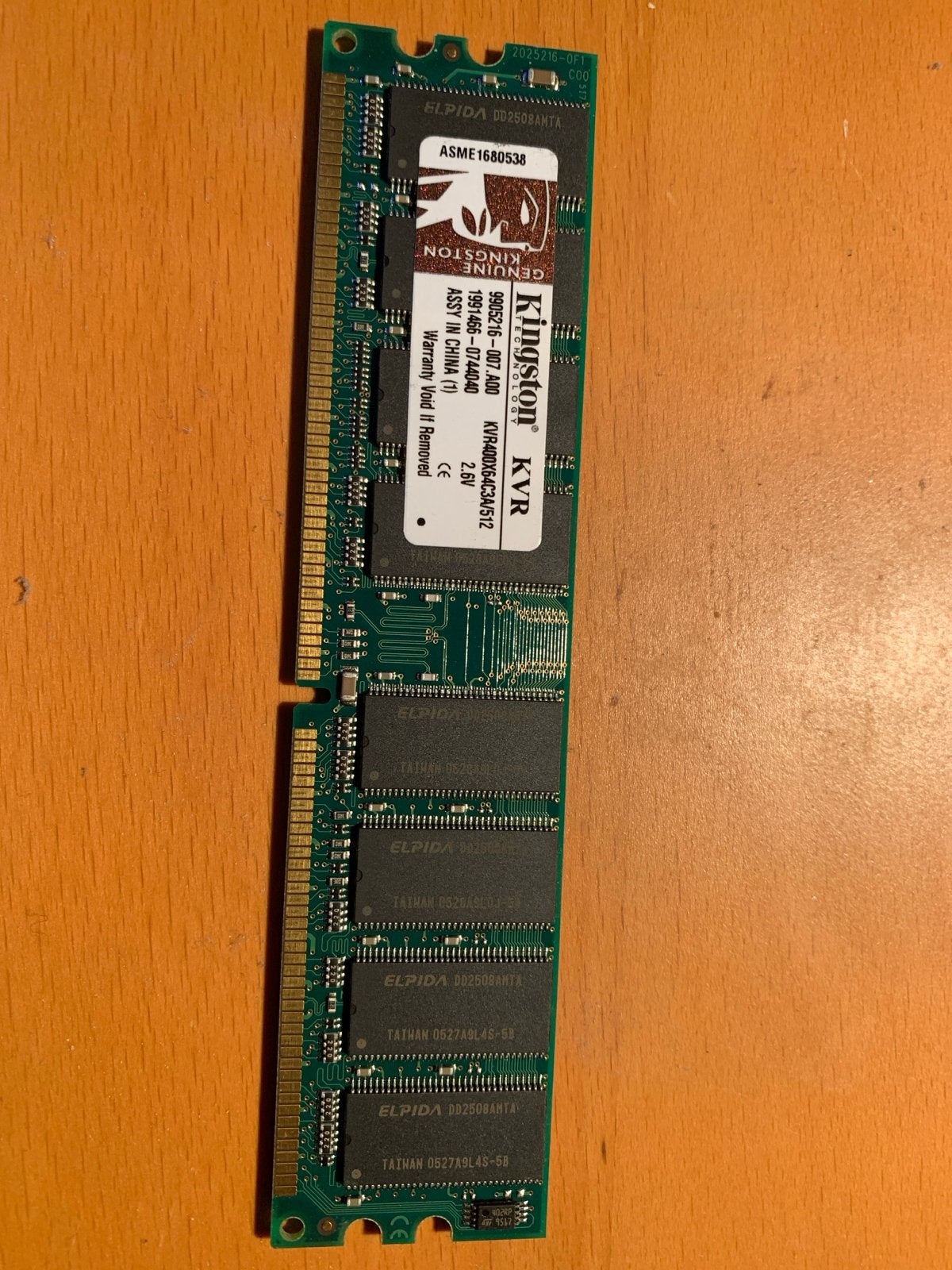 Kingston KVR DDR RAM 512MB PC3200 400MHz Geheugenmodule, Gebruikt, Ophalen of Verzenden, DDR, Desktop