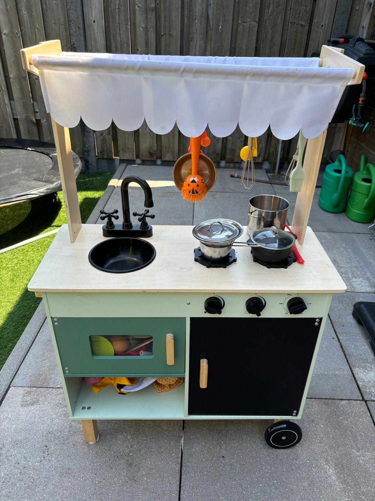 Houten Speelkeuken met Accessoires en Luifel, Ophalen of Verzenden, Gebruikt, Hout, Speelkeuken