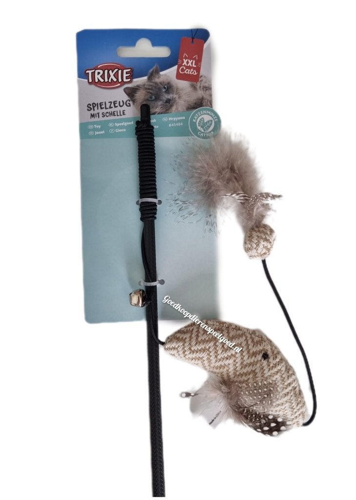 Kattenspeelgoed   "  Speelhengel XXL met vis  " 65 cm, Dieren en Toebehoren, Kattenspeelgoed, Ophalen of Verzenden, Nieuw, Speelhengel