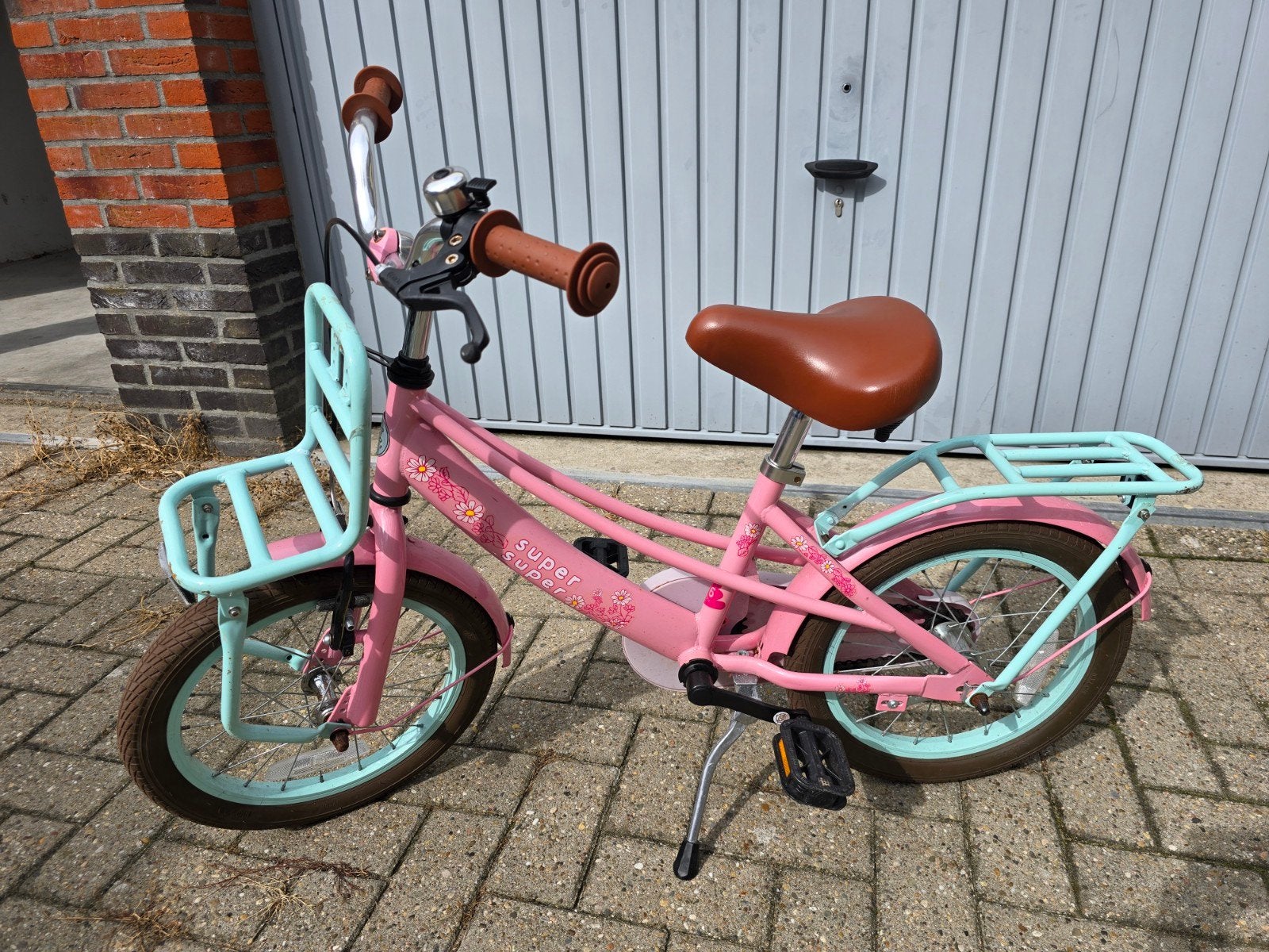 Roze kinderfiets 'Super Super' 16 inch, Ophalen, Gebruikt, Handrem, Super Super