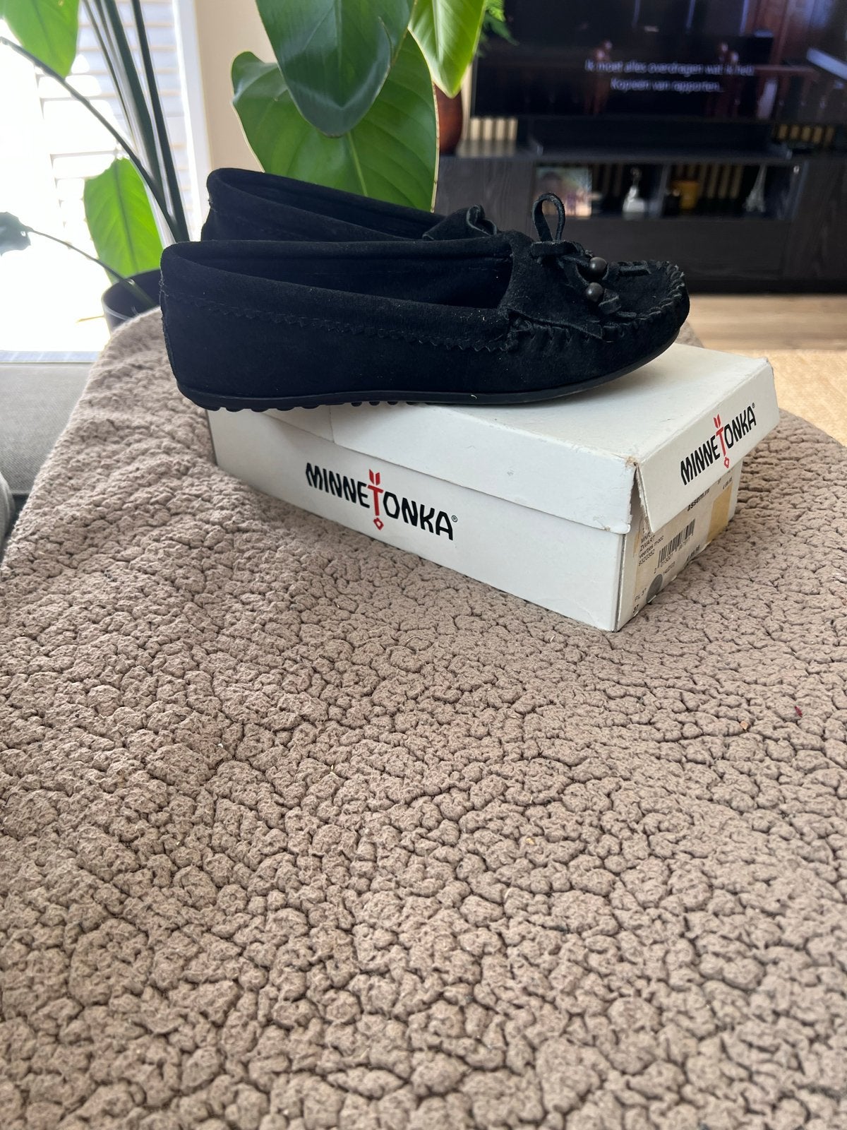 Minnetonka leren mocassins, zwart, maat 37, Ophalen of Verzenden, Zo goed als nieuw, Zwart, Espadrilles of Moccasins