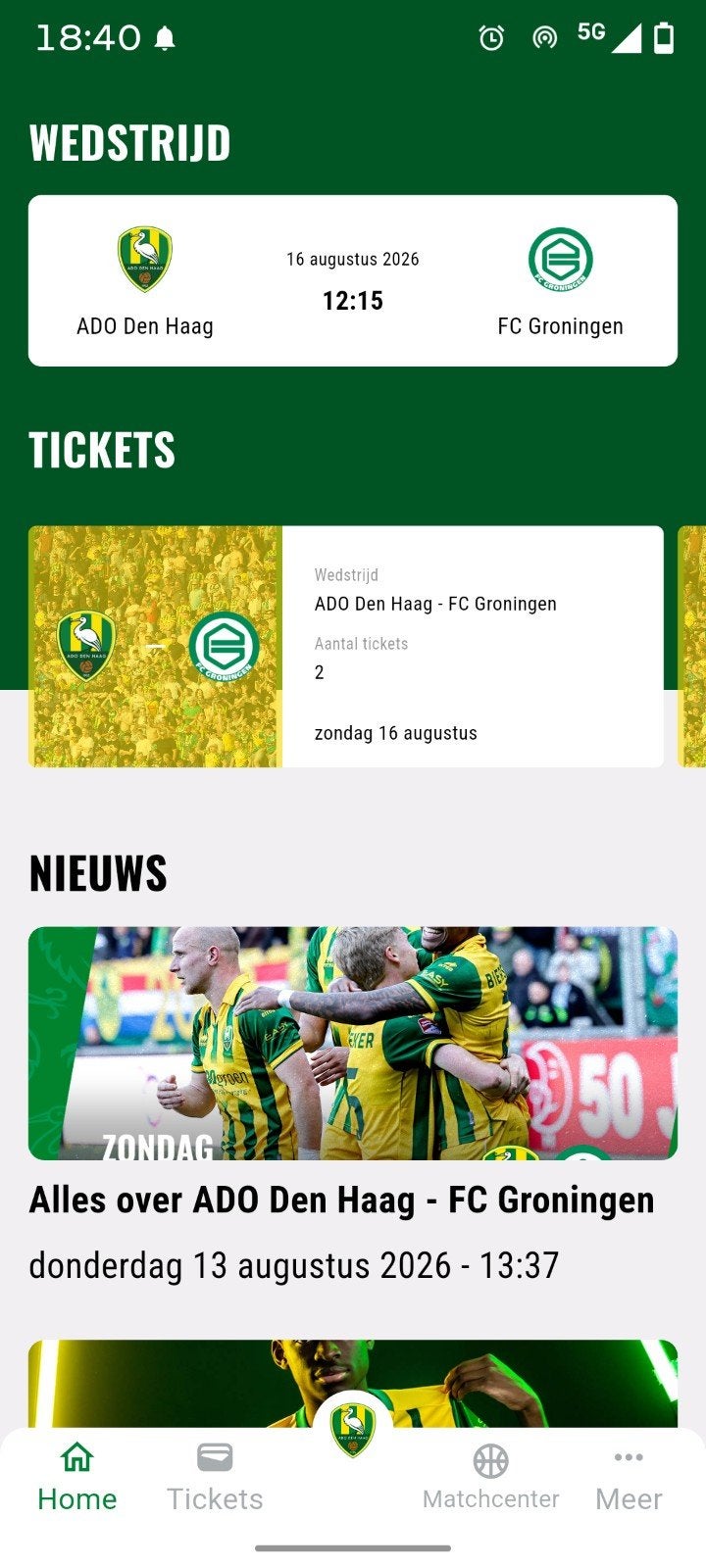 ado den haag - Groningen 1x vak G, Tickets en Kaartjes, Eén persoon