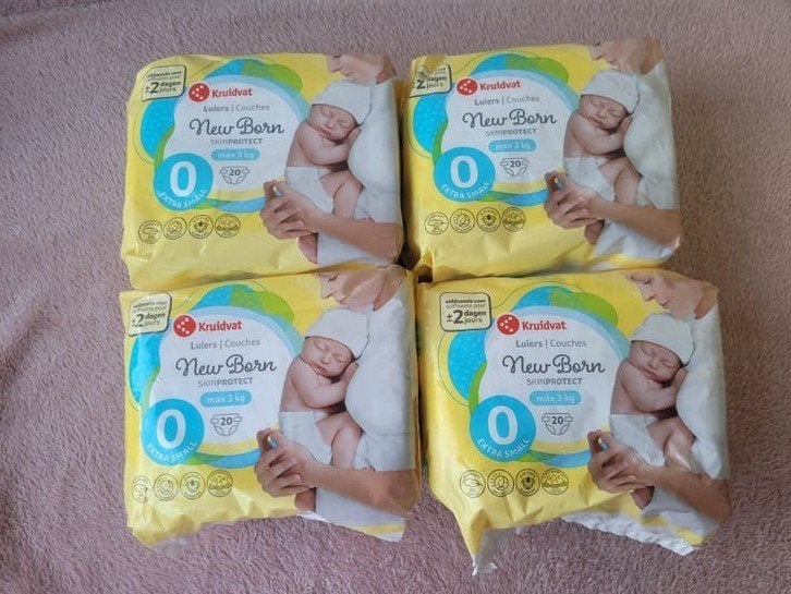 Grote partij nieuwe Kruidvat New Born luiers (maat 0, 1, 2), Verzenden, Nieuw