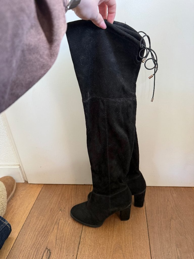 Zwarte H&M overknee laarzen, maat 37, Hoge laarzen, H&M, Verzenden, Zwart