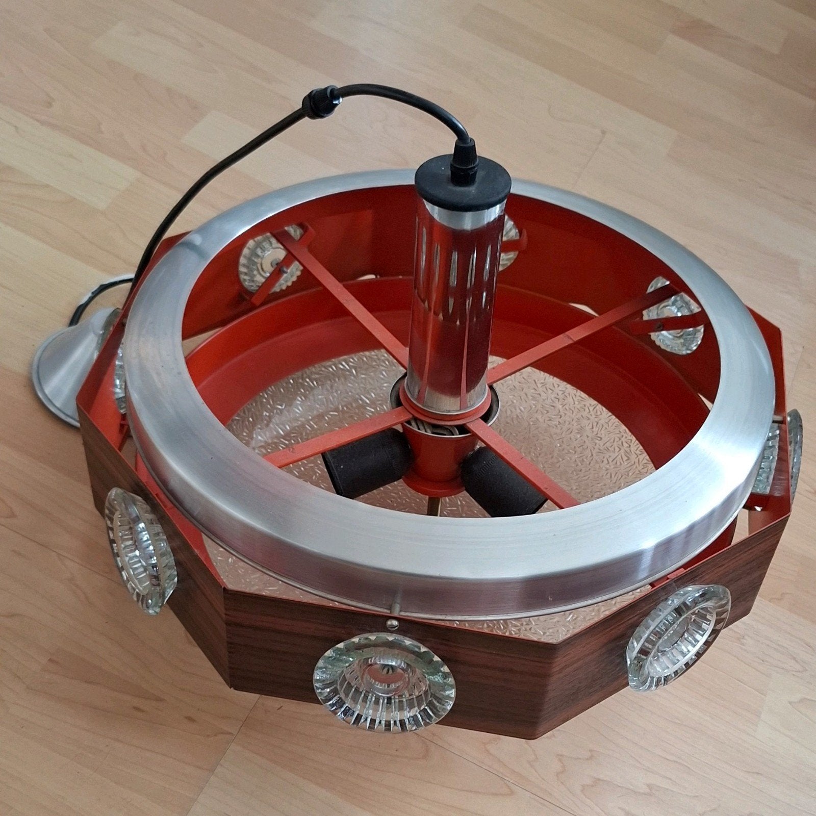 Vintage UFO hanglamp Jaren 60 - 70 - Lakro Amstelveen, Ophalen, Gebruikt, Glas, Vintage, Jaren '70