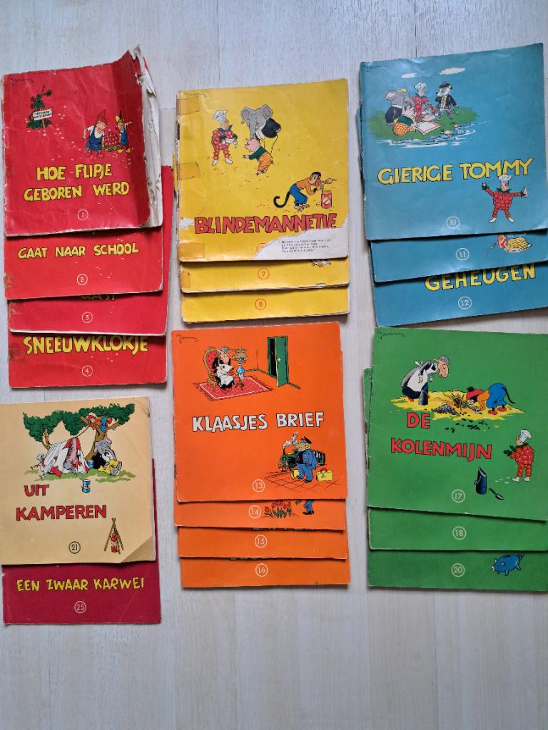 Verzameling 19 stuks Flipjes boekjes,heel en beschadigd€5.00, Ophalen of Verzenden, Gelezen, Stripboeken