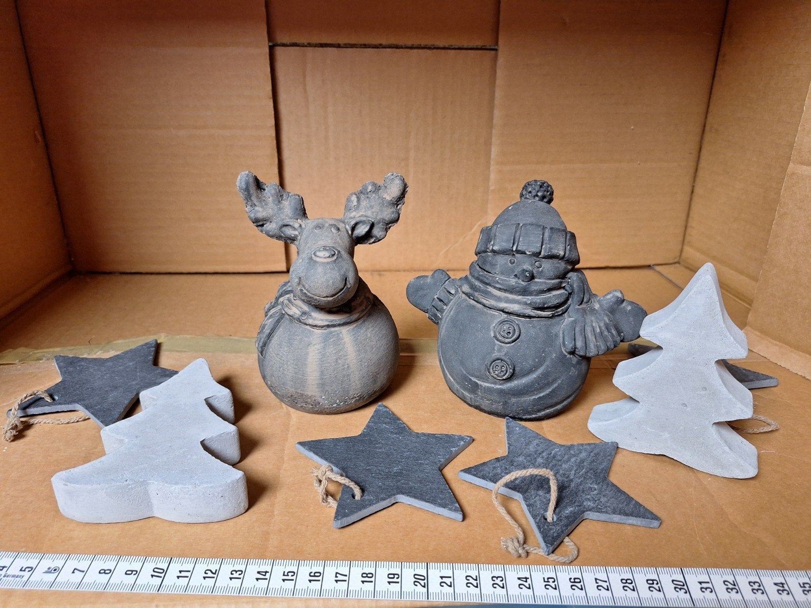 Kerstdecoratie grijs kerstfiguren kerstboom kerstster Brynxz, Diversen, Ophalen of Verzenden, Zo goed als nieuw