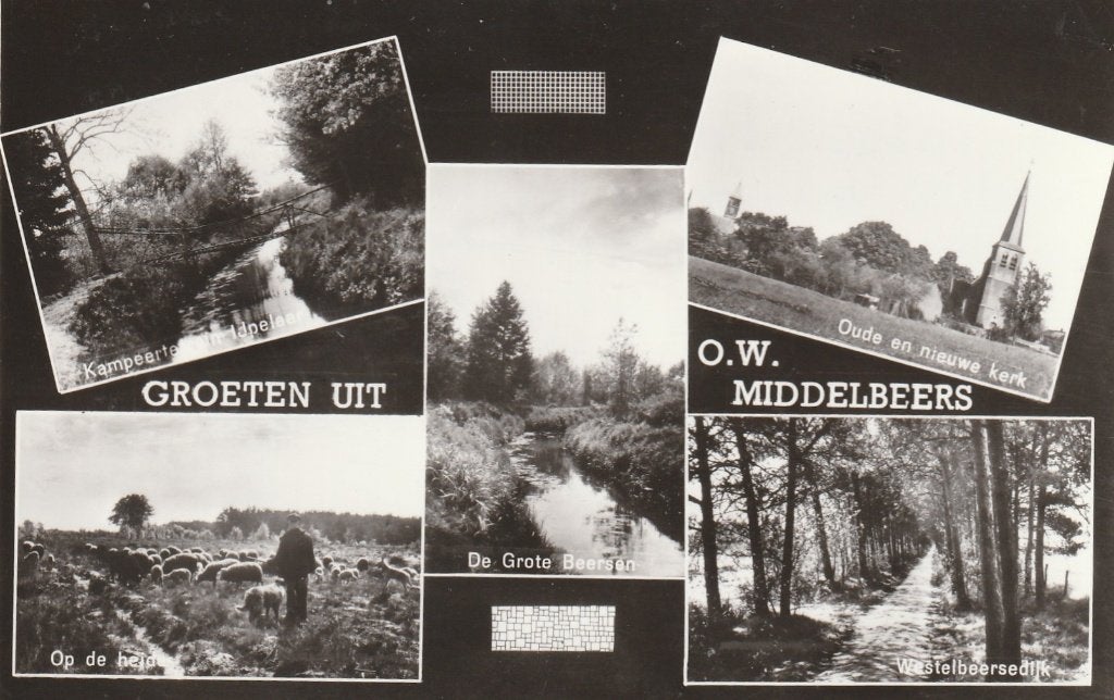 MIDDELBEERS Oost en West Heide Grote Beersen Kerk Groeten, Verzenden, 1960 tot 1980, Gelopen, Noord-Brabant
