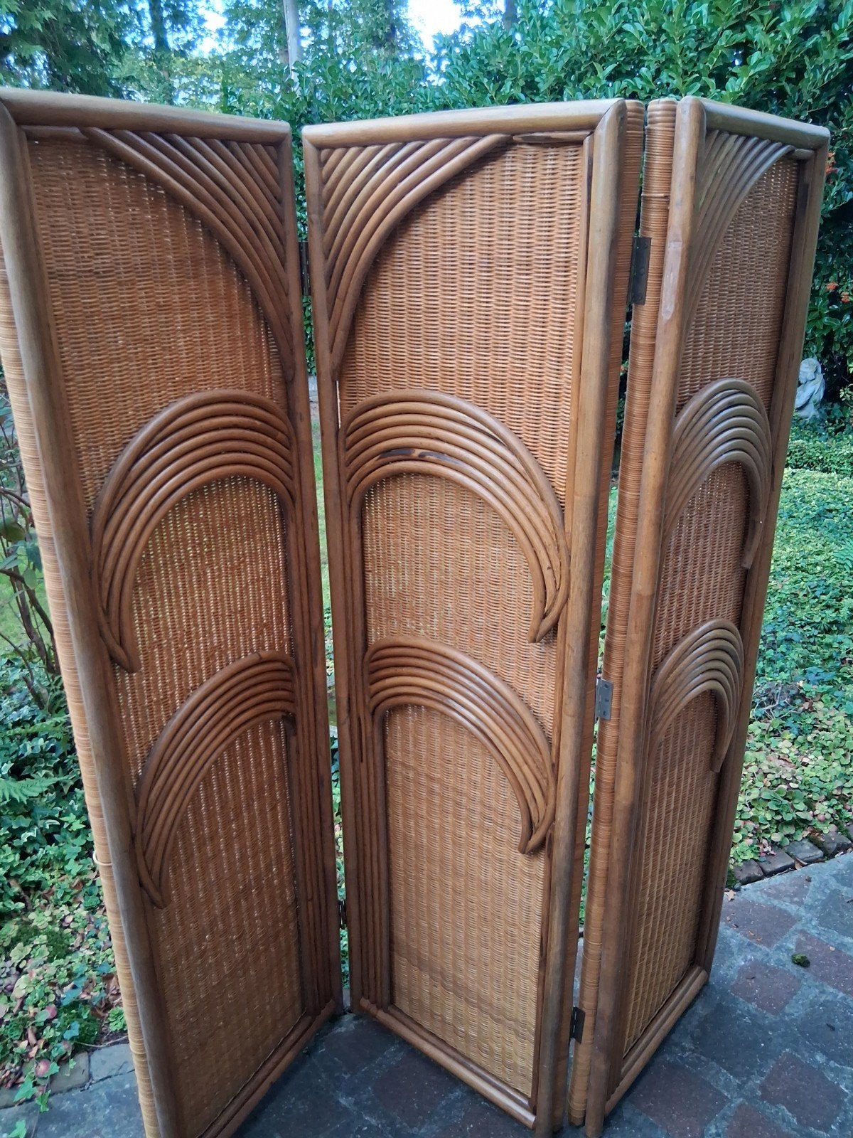 Vintage rotan kamerscherm - 3 panelen, Huis en Inrichting, Ophalen, Gebruikt