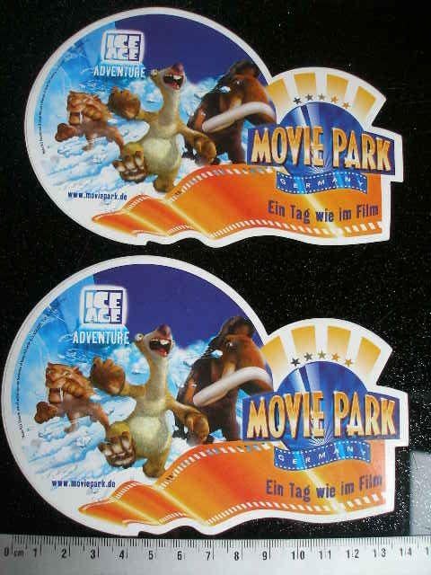 2x sticker movie park germany logo ice age adventure, Verzamelen, Stickers, Zo goed als nieuw, Bedrijf of Vereniging, Verzenden
