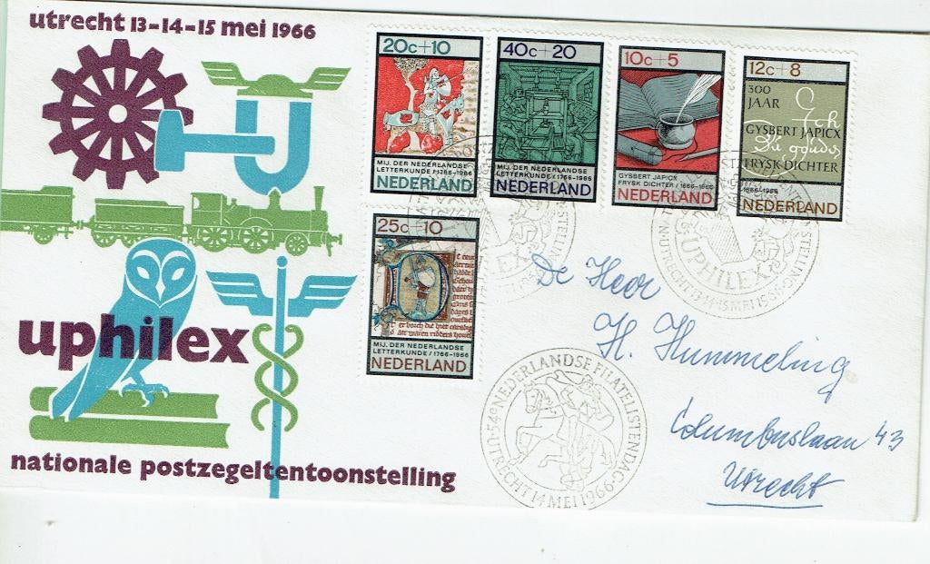 Nederland 1966 Filatelistendag Utrecht Trein, Postzegels en Munten, Brieven en Enveloppen | Nederland, Verzenden, Envelop
