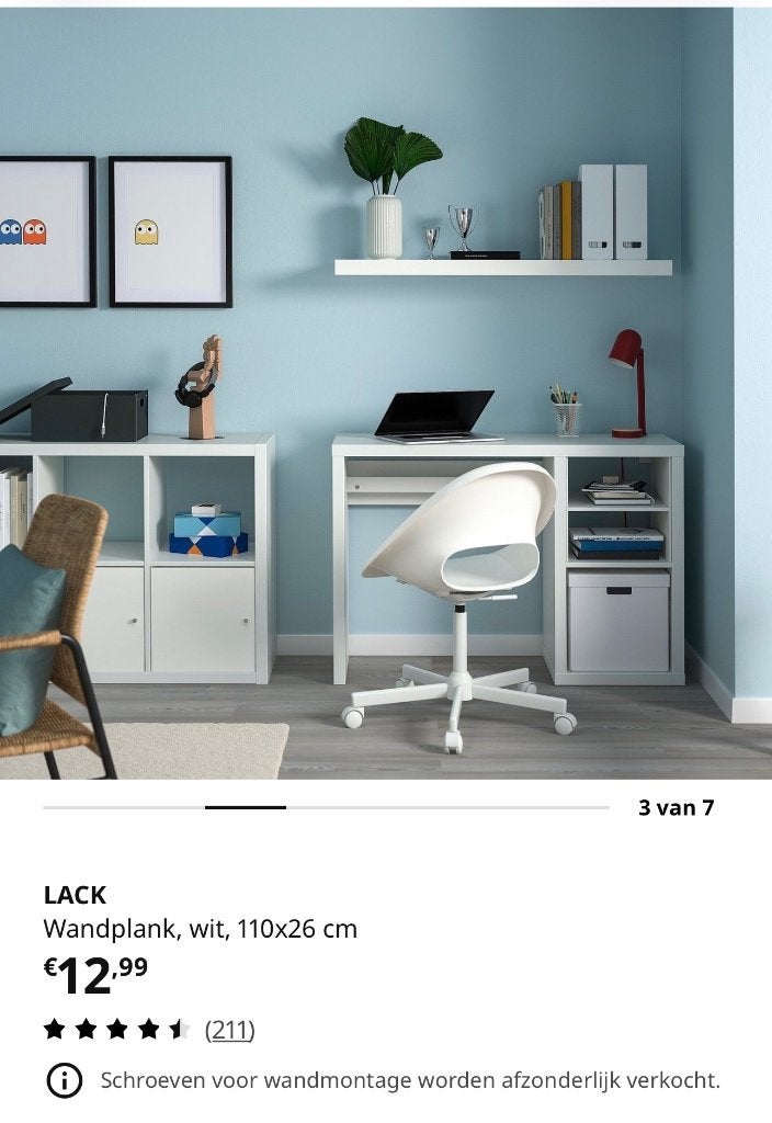 2x gebruikte IKEA LACK Wandplank wit, 110x26 cm, Ophalen, Gebruikt