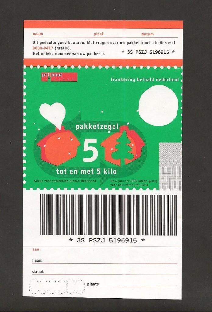 Pakketzegel Geuzendam 19a, 5 kilo pszj., Postzegels en Munten, Ophalen of Verzenden, Na 1940, Postfris