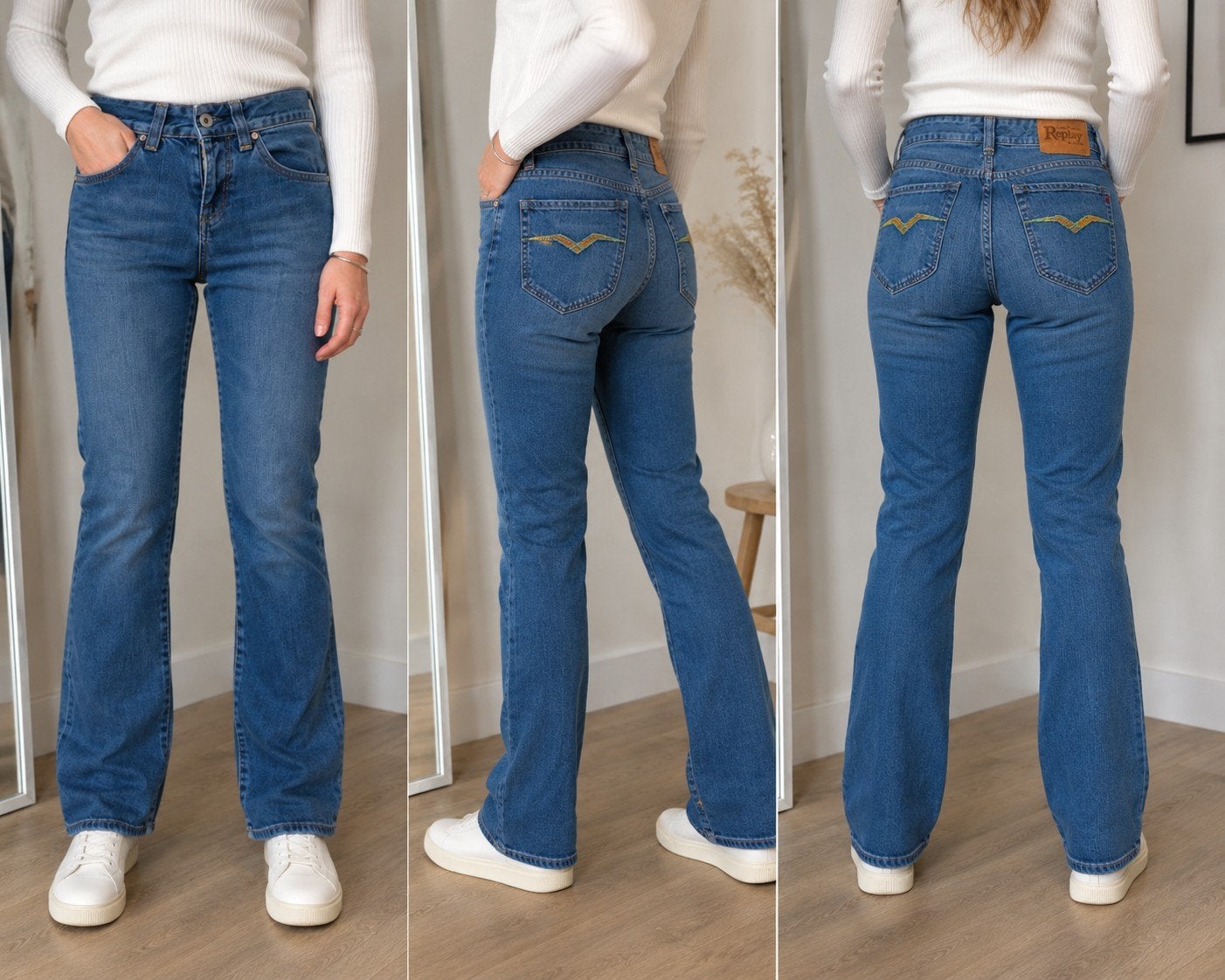 Replay Jeans W28 L32 - Jaren '90 Stijl Low Waist, Kleding | Dames, Spijkerbroeken en Jeans, Blauw, Replay, Ophalen of Verzenden