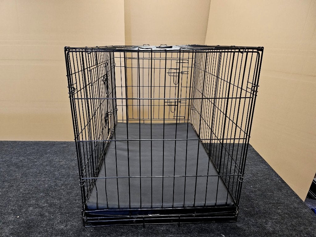 Zwarte hondenbench met luxe hondenbed 92 cm – complete set, Dieren en Toebehoren, Hondenbenches, Ophalen, Gebruikt