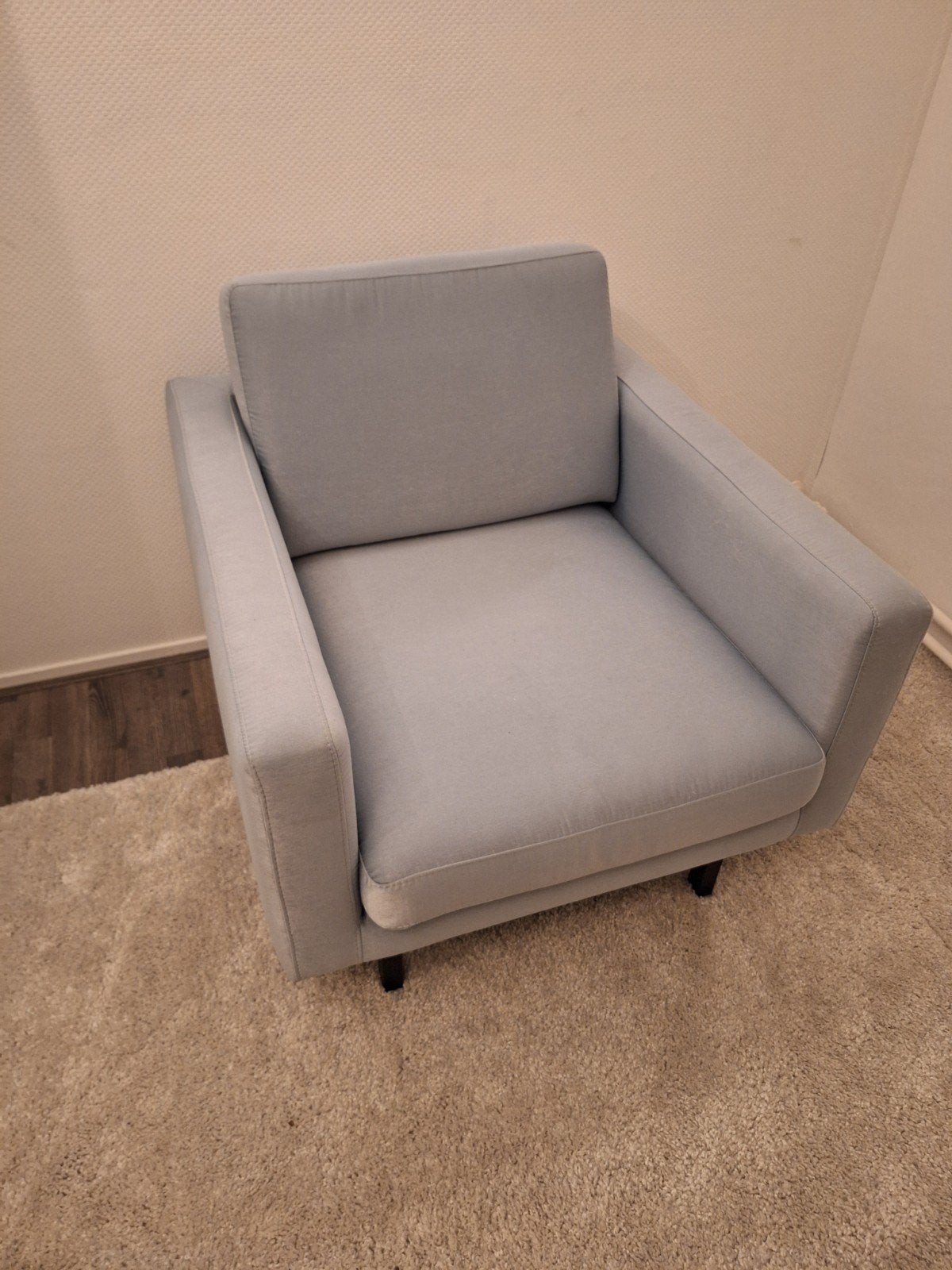 lichte blauwe fauteuil, Ophalen, Zo goed als nieuw