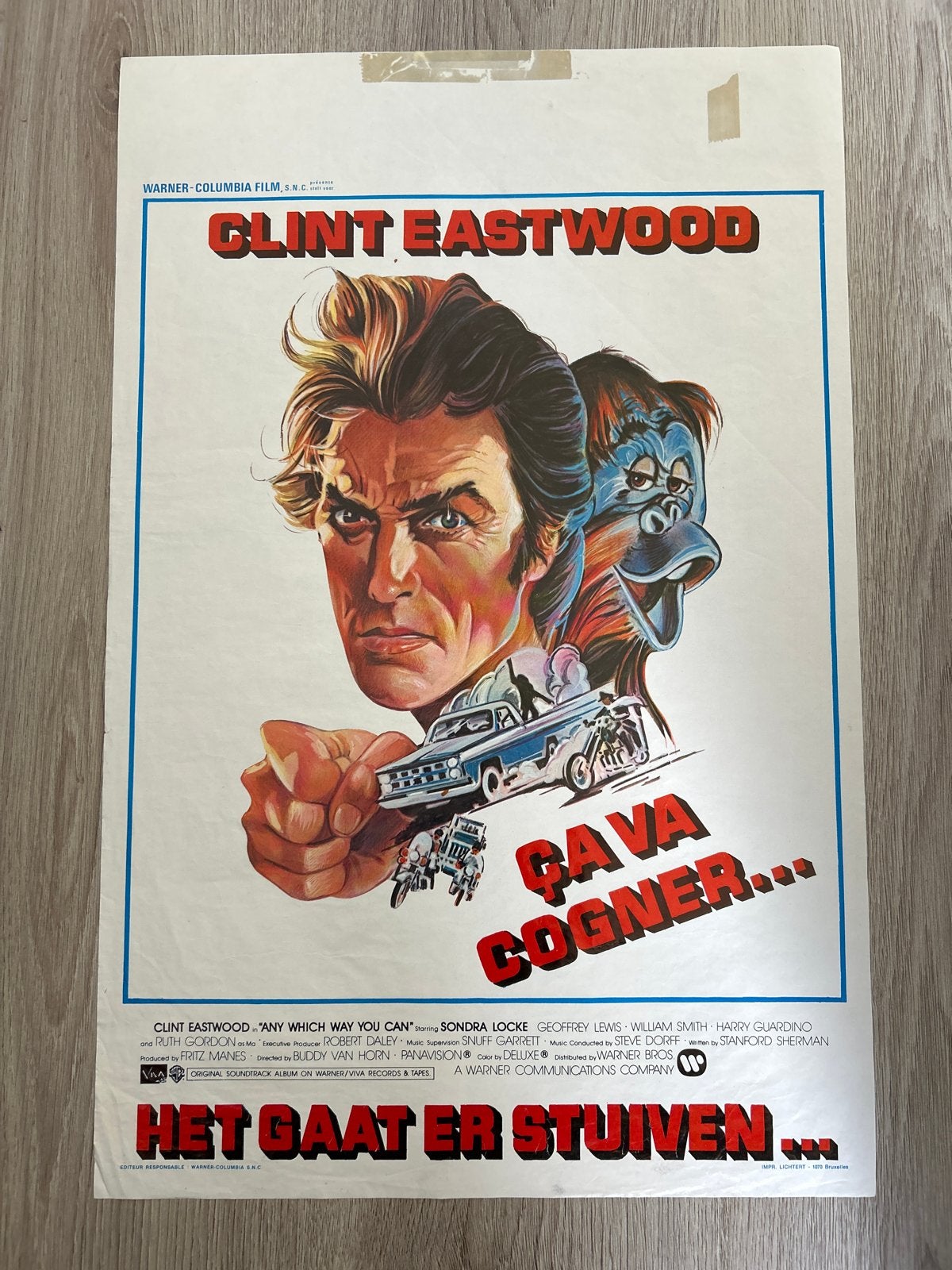 Vintage Clint Eastwood film poster, Ophalen of Verzenden, A1 t/m A3, Film en Tv, Rechthoekig Staand