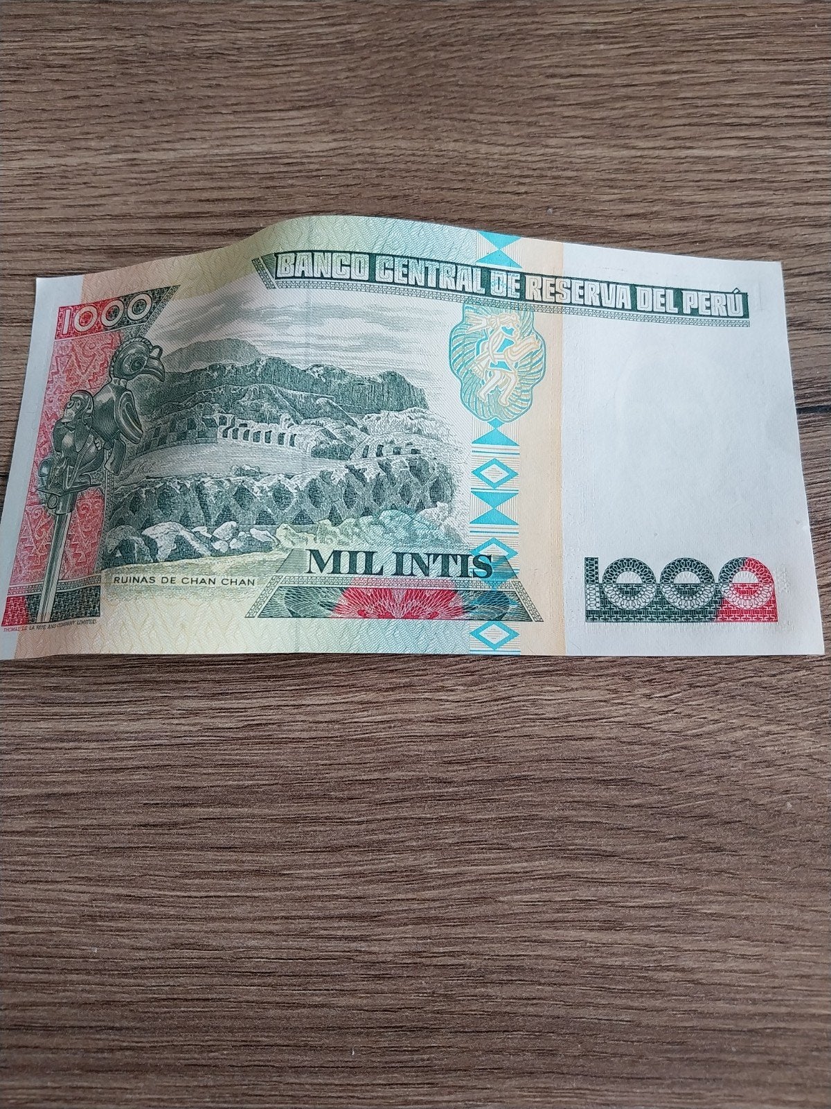 Peruaans bankbiljet 1000 Mil Intis - Ruinas de Chan Chan, Ophalen of Verzenden