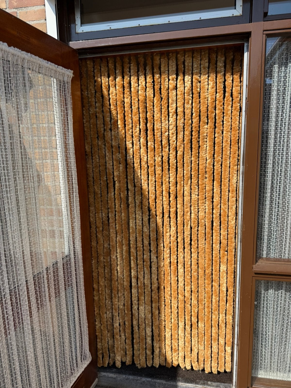 Vliegengordijn kattenstaarten beige / bruin, Ophalen, Zo goed als nieuw, Beige, Vliegengordijn