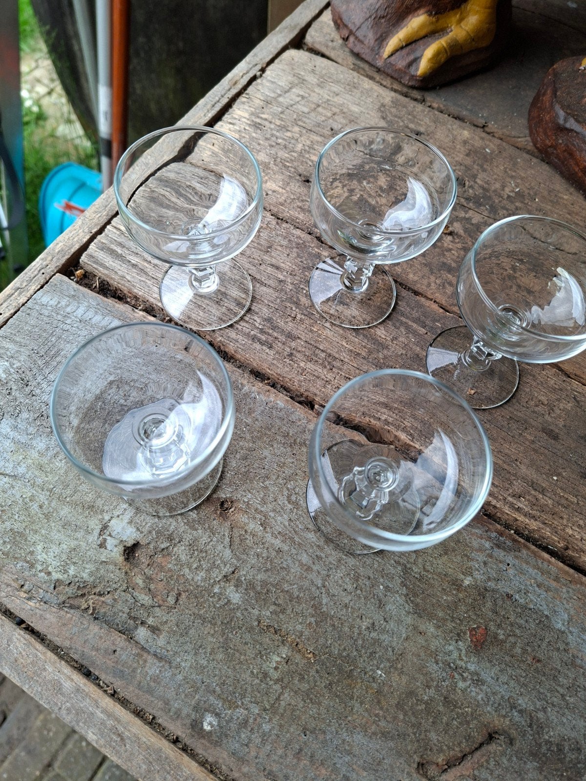 5 advocaat glaasjes, Verzamelen, Glas en Borrelglaasjes, Ophalen, Zo goed als nieuw, Borrel- of Shotglas