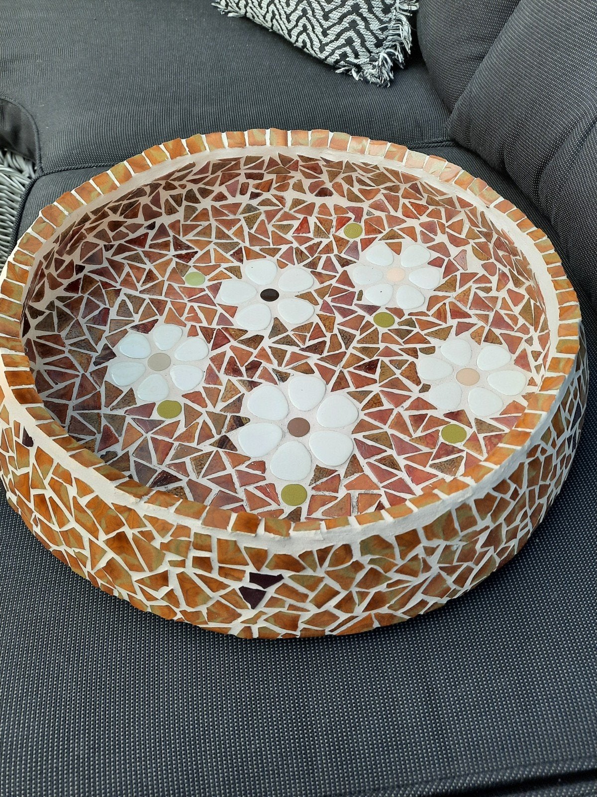 Decoratieve mozaïek schaal met bloemmotief, Ophalen, Meerkleurig, Overige stijlen, Zo goed als nieuw