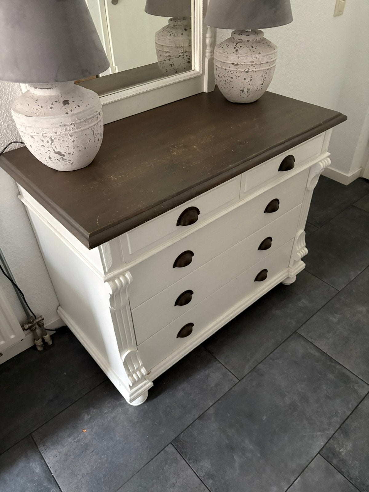 Ladenkast/dressoir met spiegel ral 9010, Ophalen, Gebruikt, 50 tot 75 cm, 100 tot 150 cm
