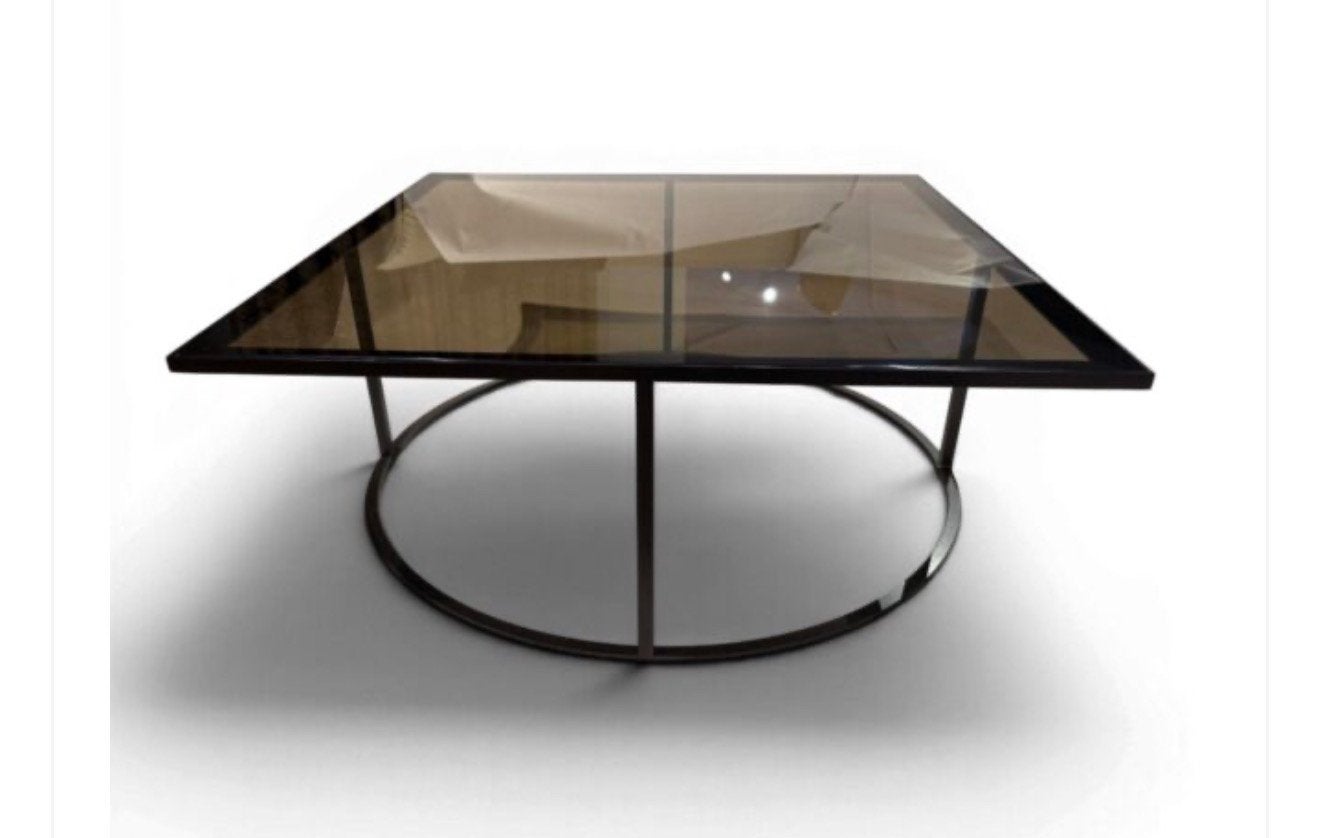 Leolux Salontafel Prismo glass bronze, Huis en Inrichting, 50 tot 100 cm, Vierkant, Zo goed als nieuw, Minder dan 50 cm