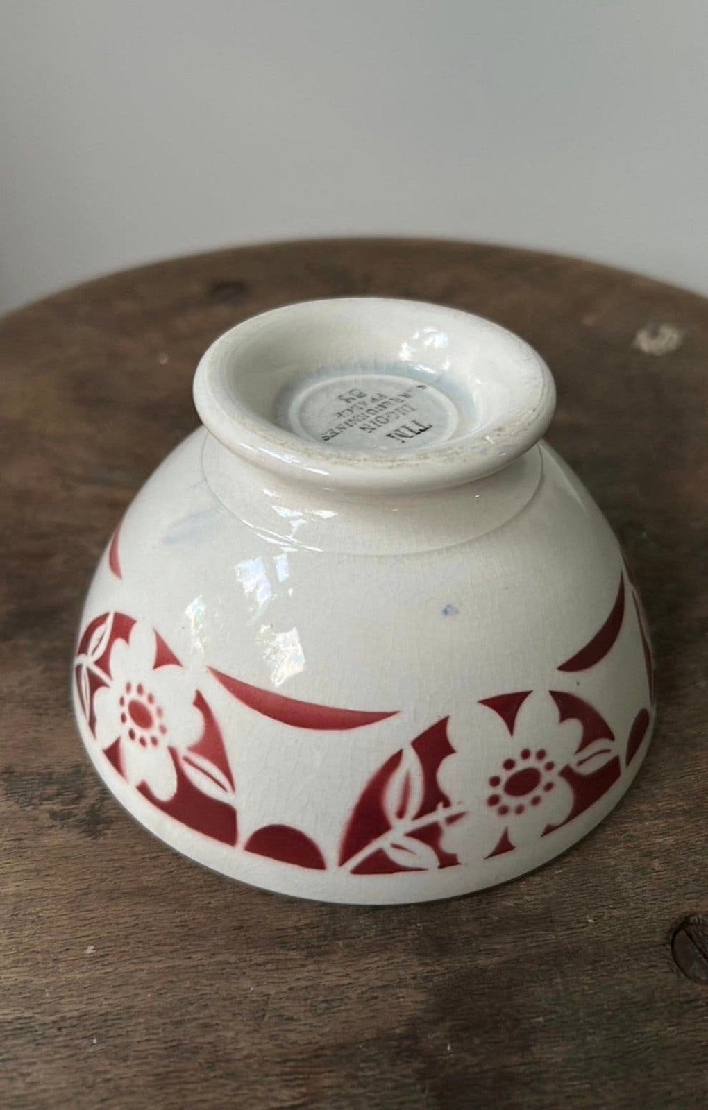Franse spoelkom rode bloem, Antiek en Kunst, Ophalen of Verzenden